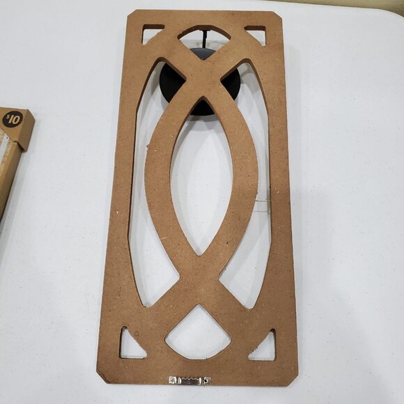 Wall Decor Set of 2 Hanging Candle Sconce Wood with Black Holder Ready to Hang - Picture 5 of 9